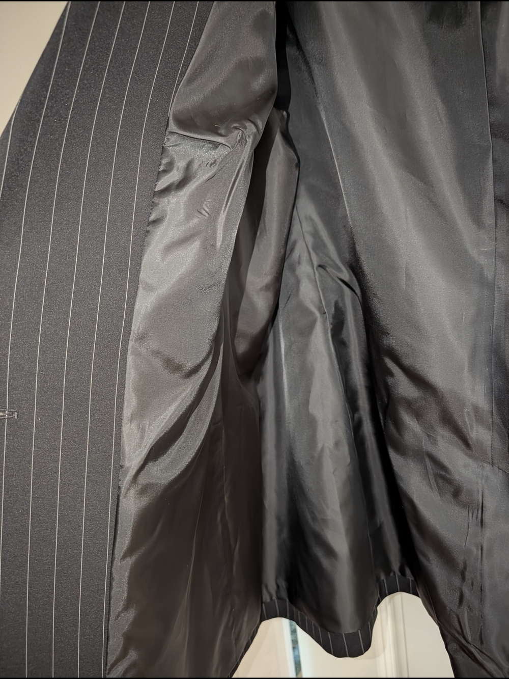 Black Pinstripe Single-Button Blazer - Picture 7 of 8